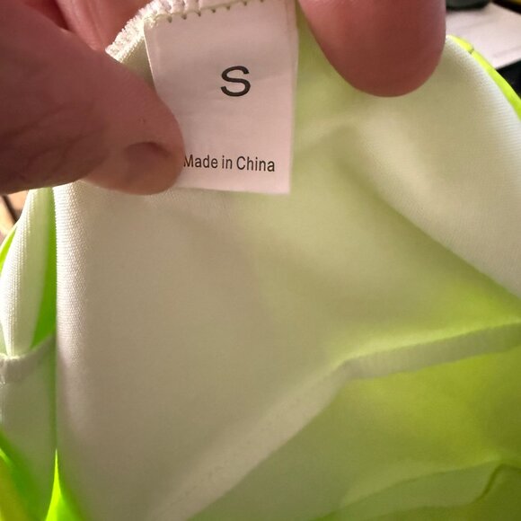 Neon Green Patent Leather Look Racerback Mini Dress Size S - Picture 5 of 5